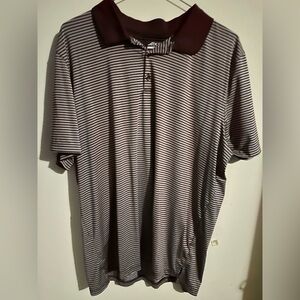 BCG Maroon and White Striped Polo Shirt